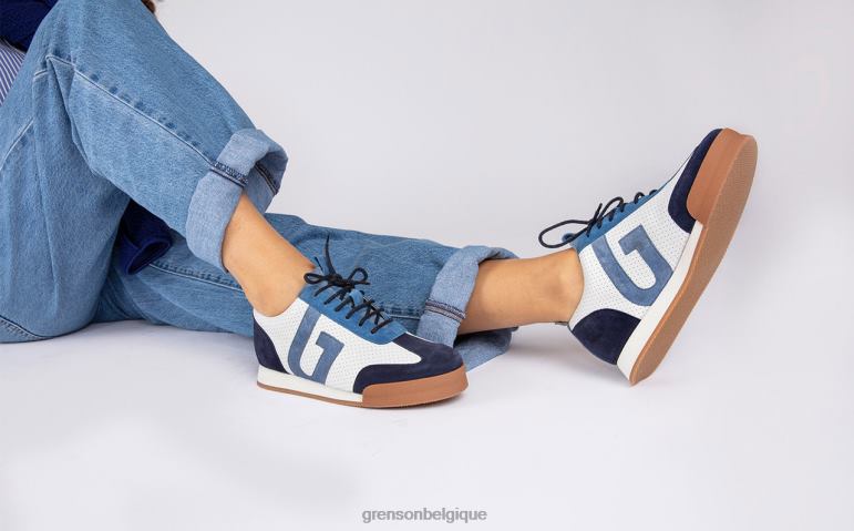 femmes Grenson blanc bleu espadrille 51 baskets HL6R8344