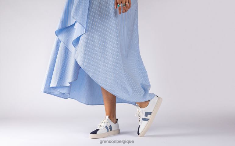 femmes Grenson blanc bleu espadrille 67 baskets HL6R8352