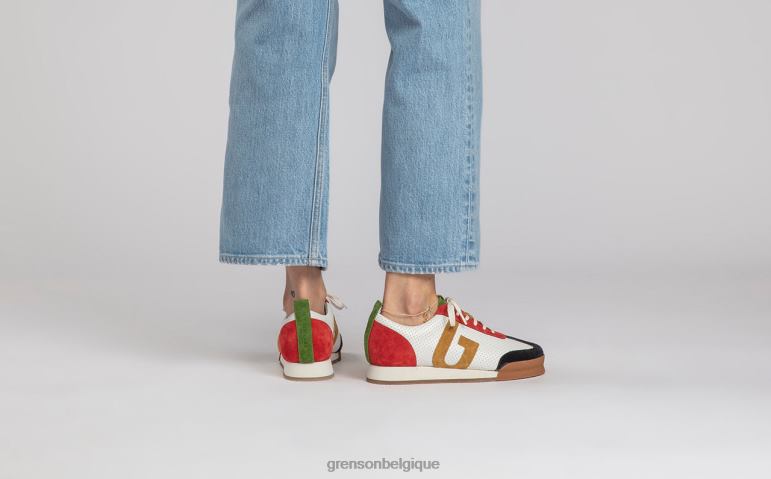 femmes Grenson rouge/vert/blanc espadrille 51 baskets HL6R8347
