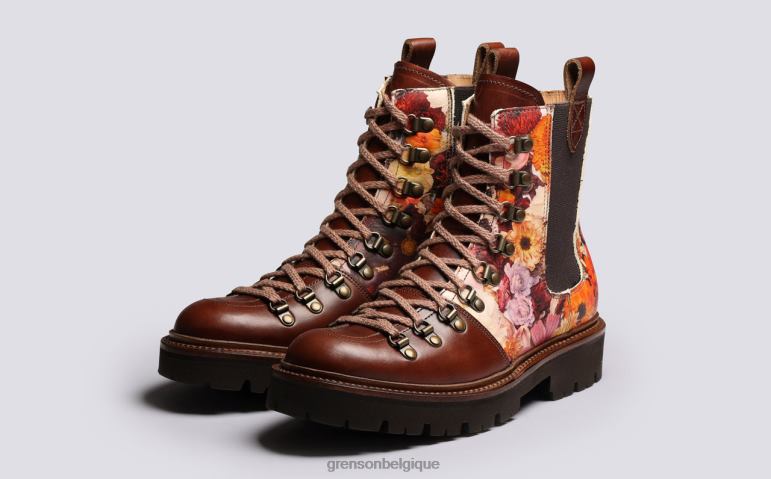 femmes Grenson fleuri marron nanette x chaton grayson bottes HL6R8286