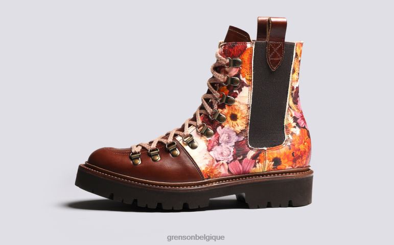 femmes Grenson fleuri marron nanette x chaton grayson bottes HL6R8286
