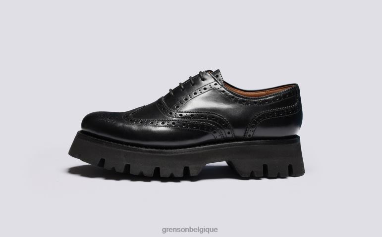 femmes Grenson noir rose chaussures brogues HL6R8334