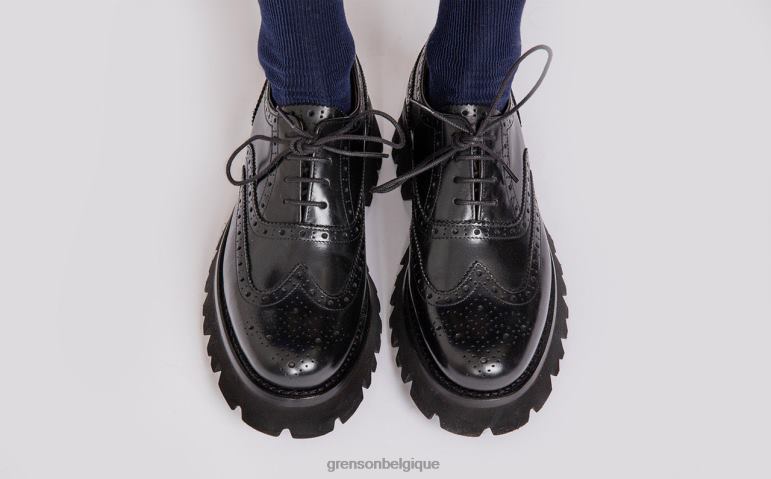 femmes Grenson noir rose chaussures brogues HL6R8334
