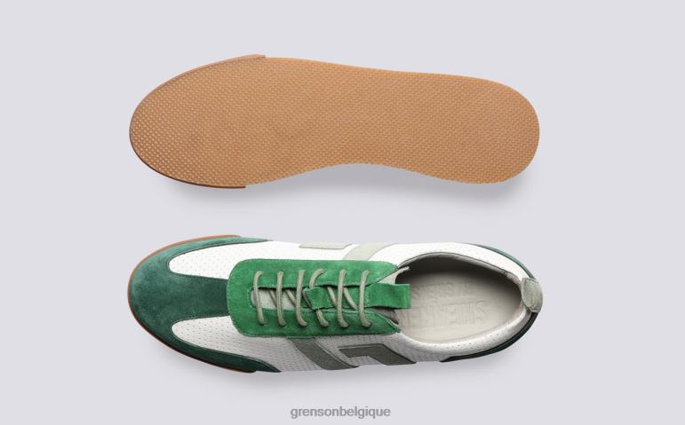 Hommes Grenson blanc vert espadrille 51 baskets HL6R8207